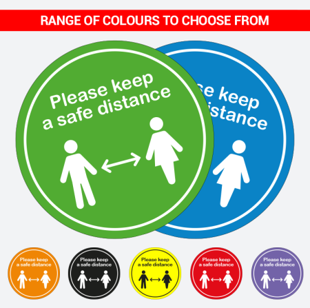 Please Keep Distance – 400mm Round Floor Sticker